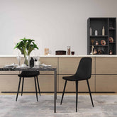 Set of 4 Sera Upholstered Side Black Chair With Black Leg